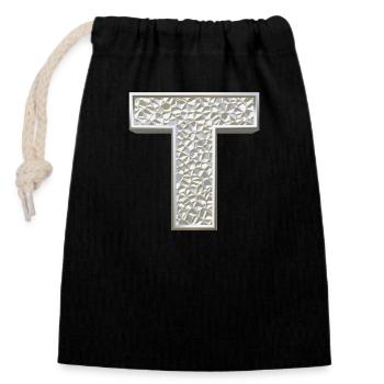 T, letter, initial, monogram, - Verschließbarer Geschenkbeutel aus Baumwolle (14x20cm) - Schwarz - Vorne
