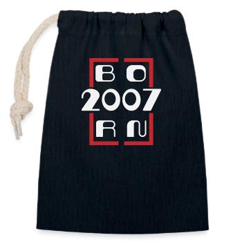 Born in 2007 - Anniversaire 2007 - Sac cadeau en coton avec cordon (14 x 20 cm) - bleu marine - Devant