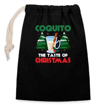 Coquito The Taste Of Christmas Rum Drink Puerto Ri - Verschließbarer Geschenkbeutel aus Baumwolle (14x20cm) - Schwarz - Vorne