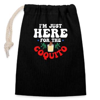 Je suis juste là pour la boisson au rhum Coquito Coconut Pu - Sac cadeau en coton avec cordon (14 x 20 cm) - noir - Devant