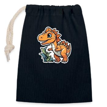 Cartoon Dinosaur - Closable cotton gift bag (14x20cm) - navy - Front