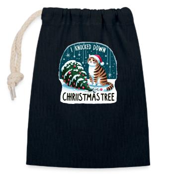 J’ai renversé le sapin de Noël - Sac cadeau en coton avec cordon (14 x 20 cm) - bleu marine - Devant