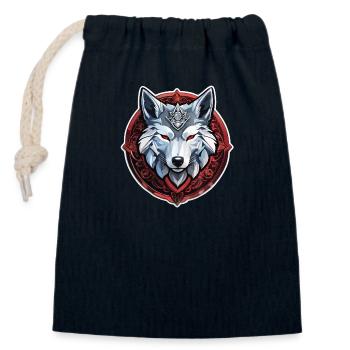 Wolf Tattoo - Closable cotton gift bag (14x20cm) - navy - Front