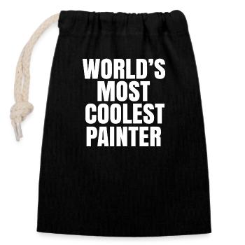 world's coolest painter - Closable cotton gift bag (14x20cm) - black - Front