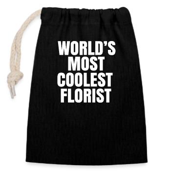 world's coolest florist - Closable cotton gift bag (14x20cm) - black - Front