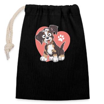 Comic Dog Australie berger amour cadeau - Sac cadeau en coton avec cordon (14 x 20 cm) - noir - Devant