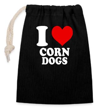 I Love Corn Dogs Heart Funny Witty - Closable cotton gift bag (14x20cm) - black - Front