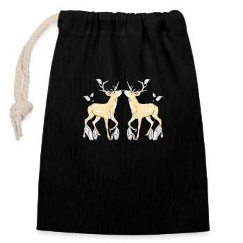 bois, chevreuil, chevreuil, faune, cerf élaphe - Sac cadeau en coton avec cordon (14 x 20 cm) - noir - Devant