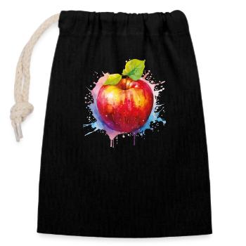 apple - Closable cotton gift bag (14x20cm) - black - Front