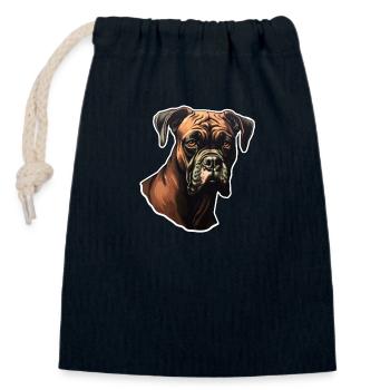 Boxer Head - Closable cotton gift bag (14x20cm) - navy - Front