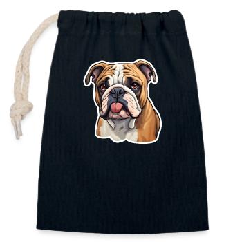 Bulldog head - Closable cotton gift bag (14x20cm) - navy - Front