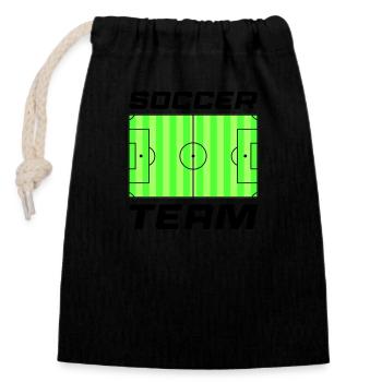 rasen fussball soccer team - Verschließbarer Geschenkbeutel aus Baumwolle (14x20cm) - Schwarz - Vorne