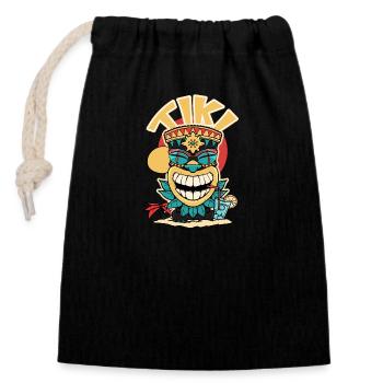 Tiki Maske trinken ein. - Verschließbarer Geschenkbeutel aus Baumwolle (14x20cm) - Schwarz - Vorne