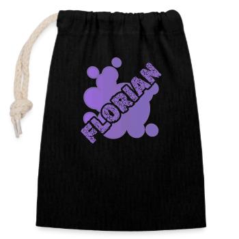 Gift for Florian - Closable cotton gift bag (14x20cm) - black - Front