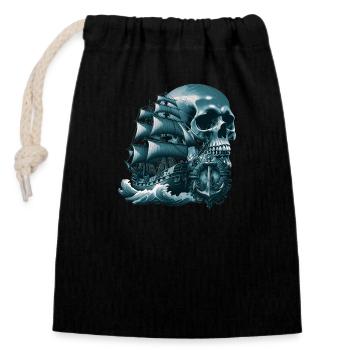 Pirates - Sac cadeau en coton avec cordon (14 x 20 cm) - noir - Devant
