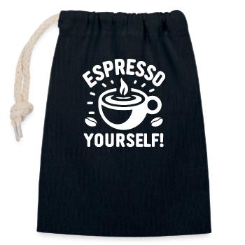 Espresso vous-même ! - Sac cadeau en coton avec cordon (14 x 20 cm) - bleu marine - Devant