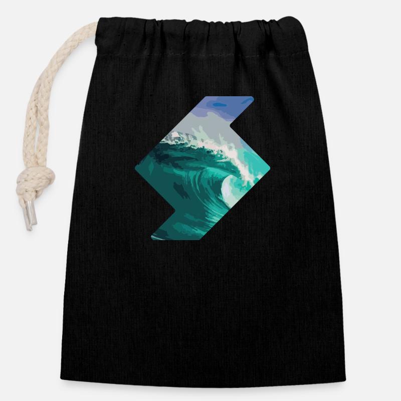 Ocean wave - Closable cotton gift bag (14x20cm) - black