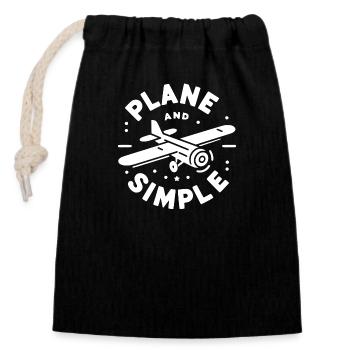 Plane and Simple - Closable cotton gift bag (14x20cm) - black - Front