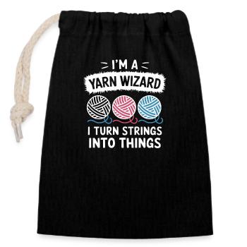 Enchanting creations made of yarn - Closable cotton gift bag (14x20cm) - black - Front