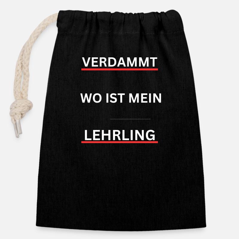 VERDAMMT WO IST MEIN LEHRLING 1 - Verschließbarer Geschenkbeutel aus Baumwolle (14x20cm) - Schwarz