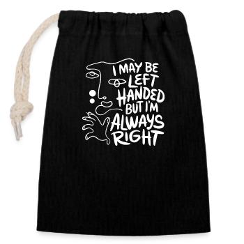 Design humoristique pour les gauchers - Sac cadeau en coton avec cordon (14 x 20 cm) - noir - Devant