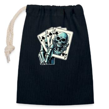 Alien Card Game - Closable cotton gift bag (14x20cm) - navy - Front