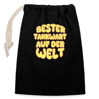 Gift for gas station attendant - Closable cotton gift bag (14x20cm) - black - Front