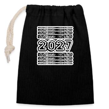 Année 2027 - Sac cadeau en coton avec cordon (14 x 20 cm) - noir - Devant