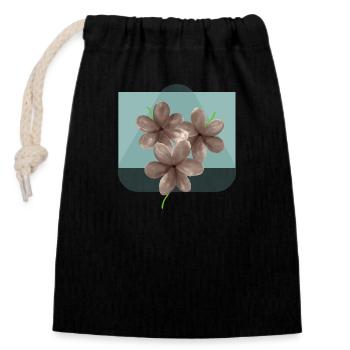 fleur florale floraison - Sac cadeau en coton avec cordon (14 x 20 cm) - noir - Devant