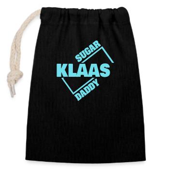 Klaas als Sugardaddy - Verschließbarer Geschenkbeutel aus Baumwolle (14x20cm) - Schwarz - Vorne