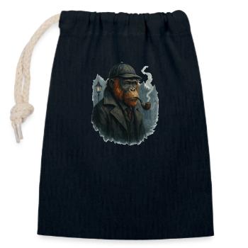 Sherlock Orang Utan Holmes - Verschließbarer Geschenkbeutel aus Baumwolle (14x20cm) - Navy - Vorne
