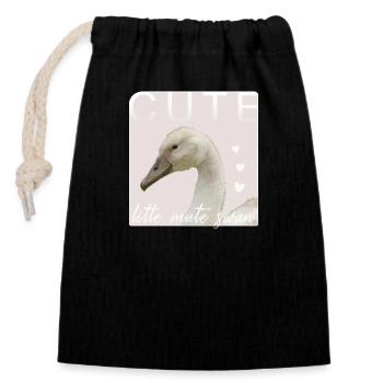 little swan cute young mute swan - Closable cotton gift bag (14x20cm) - black - Front