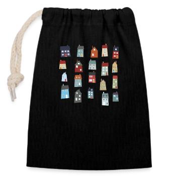 Houses - Closable cotton gift bag (14x20cm) - black - Front