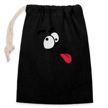 Funny Comic Face Cool Tongue Stick Out - Closable cotton gift bag (14x20cm) - black - Front