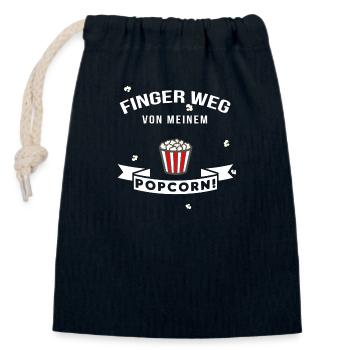 Finger weg vom Popcorn hell - Verschließbarer Geschenkbeutel aus Baumwolle (14x20cm) - Navy - Vorne