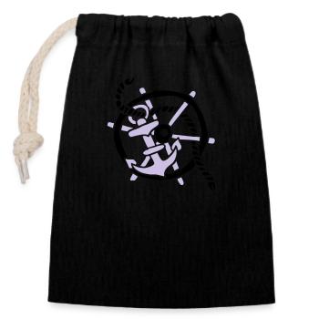 Anker Seemann Anchor Sailor Tattoo Oldschool SOS - Verschließbarer Geschenkbeutel aus Baumwolle (14x20cm) - Schwarz - Vorne