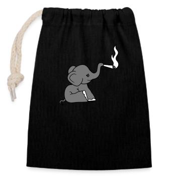 elephant stoned kiffen joint stoned weed cannabis - Closable cotton gift bag (14x20cm) - black - Front