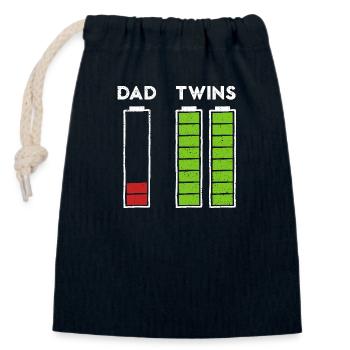 Batterie de papa jumeaux vide et pleine - Sac cadeau en coton avec cordon (14 x 20 cm) - bleu marine - Devant