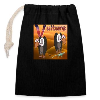 V For Vulture - Closable cotton gift bag (14x20cm) - black - Front