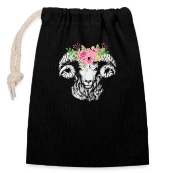 Watercolor Aries - Closable cotton gift bag (14x20cm) - black - Front