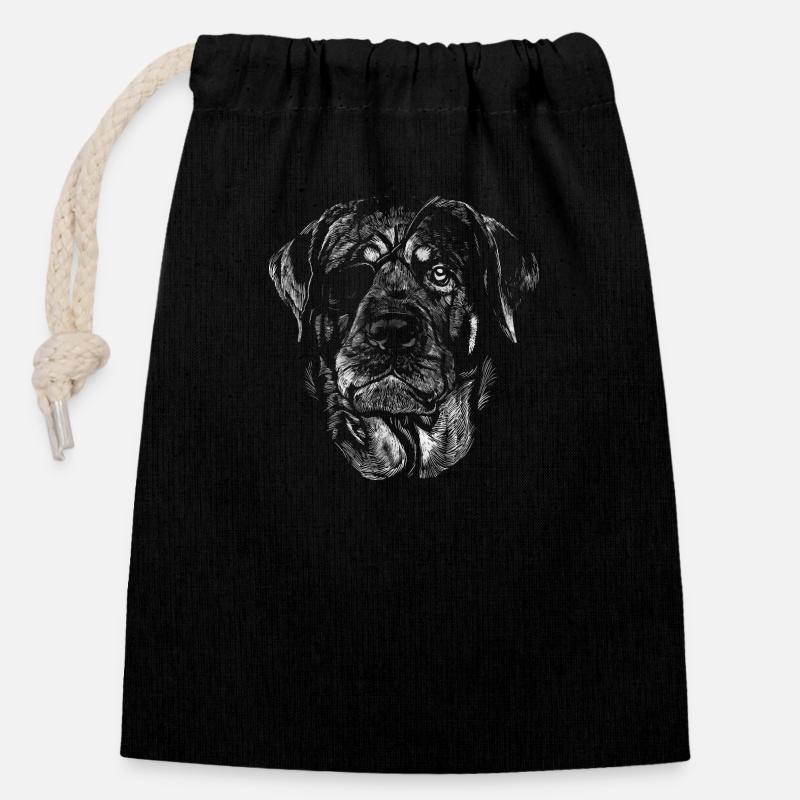 ROTTWEILER - Closable cotton gift bag (14x20cm) - black