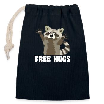 Free Hug's Raccoon Saying - Closable cotton gift bag (14x20cm) - navy - Front