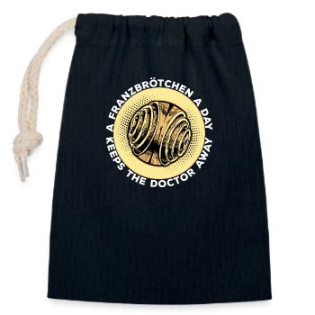 Franzbrötchen Hamburg Hamburch Gebäck Souvenir - Verschließbarer Geschenkbeutel aus Baumwolle (14x20cm) - Navy - Vorne