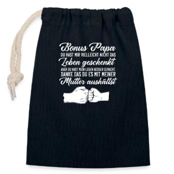 Bonus Papa Stiefvater Tochter Sohn Vatertag - Verschließbarer Geschenkbeutel aus Baumwolle (14x20cm) - Navy - Vorne