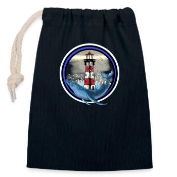 Meeressäuger Fisch Wal Leuchtturm Meer Küste Ahoi - Verschließbarer Geschenkbeutel aus Baumwolle (14x20cm) - Navy - Vorne
