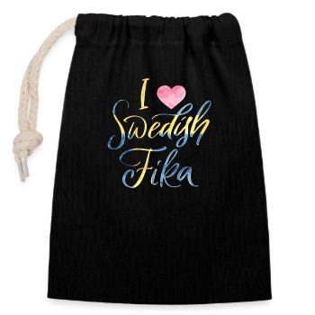 Schweden Schweden Viking Norden Skandinavien fika - Verschließbarer Geschenkbeutel aus Baumwolle (14x20cm) - Schwarz - Vorne