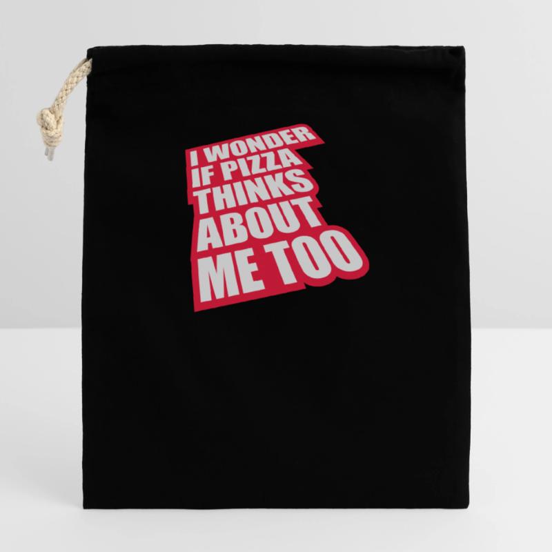pizza thinks about me Closable cotton gift bag (14x20cm)