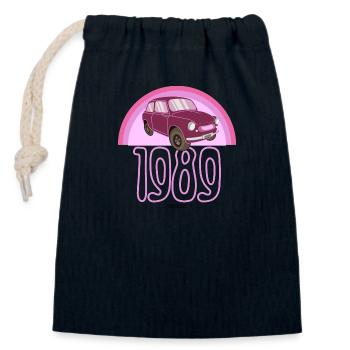 1989 - Closable cotton gift bag (14x20cm) - navy - Front