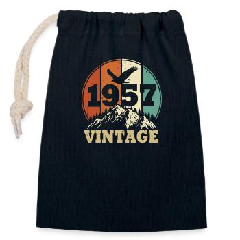 Vintage 1957 - Sac cadeau en coton avec cordon (14 x 20 cm) - bleu marine - Devant
