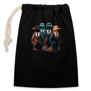 Drôles de canards en costume - Sac cadeau en coton avec cordon (14 x 20 cm) - noir - Devant